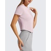 image:imageG4Free Soft Lyocell Workout Tops Womens Short Sleeve Cropped TShirt Relaxed Fit Crewneck Casual Tees Athletic RunningLight Pink