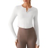 image:imageG4Free Cropped Long Sleeve Workout Tops for Women UPF 50 Thumbholes Crew Neck Slim Fit for Athletic TrainingWhiteXS