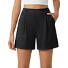 image:imageG4Free EverGoing Dressy Casual Shorts for Women 5 High Waisted Summer Lounge Pleated Shorts with PocketsBlack Pinstripe