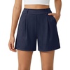 image:imageG4Free EverGoing Dressy Casual Shorts for Women 5 High Waisted Summer Lounge Pleated Shorts with PocketsDark Navy Pinstripe