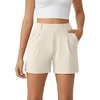 image:imageG4Free EverGoing Dressy Casual Shorts for Women 5 High Waisted Summer Lounge Pleated Shorts with PocketsIvory