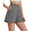 image:imageG4Free High Waisted Casual Shorts Women 35Adjustable Drawstring A Line Workout Shorts with Zip PocketsWood Gray