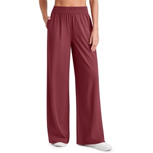 image:imageG4Free Chillwhisp Lightweight Flowy Wide Leg Pants Women Elastic Waist Palazzo Pants Summer Beach VacationWine Red