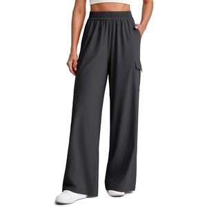 image:imageG4Free Chillwhisp Lightweight Wide Leg Cargo Pants Women Elastic Waist Flowy Palazzo Pants for Casual TravelBlack