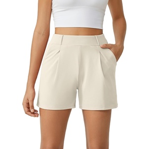 image:imageG4Free EverGoing Dressy Casual Shorts for Women 5 High Waisted Summer Lounge Pleated Shorts with PocketsIvory