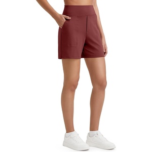 image:imageG4Free EverGoing Womens Casual Shorts High Waisted 4  5 Comfy Shorts with Pockets for Yoga Workout LoungeDark Burgundy