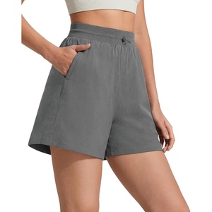 image:imageG4Free High Waisted Casual Shorts Women 35Adjustable Drawstring A Line Workout Shorts with Zip PocketsWood Gray