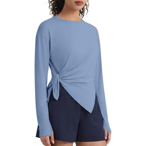 image:imageG4Free Lightbreeze UPF 50 Sun Shirts for Women  High Side Slits Long Sleeve Workout Tops Quick Dry Hiking RunningDusty Blue