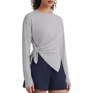image:imageG4Free Lightbreeze UPF 50 Sun Shirts for Women  High Side Slits Long Sleeve Workout Tops Quick Dry Hiking RunningSilver Gray