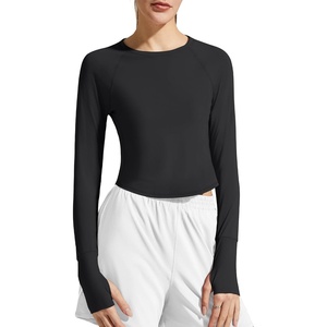 image:imageG4Free Lightbreeze Womens UPF 50 Long Sleeve Workout Tops Crop Rash Guard Quick Dry Sun Shirts Running Yoga Athletic GymBlack