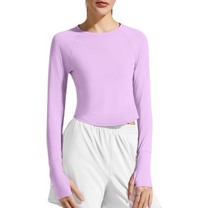 image:imageG4Free Lightbreeze Womens UPF 50 Long Sleeve Workout Tops Crop Rash Guard Quick Dry Sun Shirts Running Yoga Athletic GymPurple