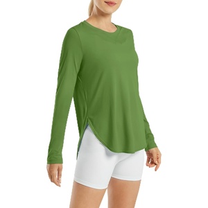 image:imageG4Free Lightbreeze Womens UPF 50 Long Sleeve Workout Tops Quick Dry UV Sun Shirt Running Gym Hiking Yoga Casual LightweightArmy Green