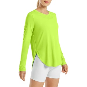 image:imageG4Free Lightbreeze Womens UPF 50 Long Sleeve Workout Tops Quick Dry UV Sun Shirt Running Gym Hiking Yoga Casual LightweightFluorescent Green