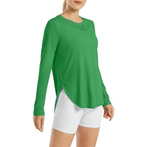 image:imageG4Free Lightbreeze Womens UPF 50 Long Sleeve Workout Tops Quick Dry UV Sun Shirt Running Gym Hiking Yoga Casual LightweightForest Green