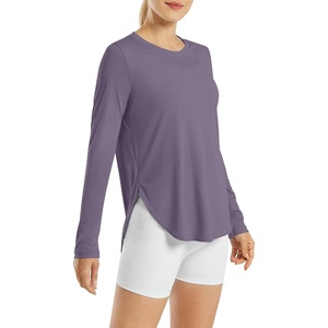 image:imageG4Free Lightbreeze Womens UPF 50 Long Sleeve Workout Tops Quick Dry UV Sun Shirt Running Gym Hiking Yoga Casual LightweightGray Purple