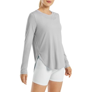 image:imageG4Free Lightbreeze Womens UPF 50 Long Sleeve Workout Tops Quick Dry UV Sun Shirt Running Gym Hiking Yoga Casual LightweightGrey