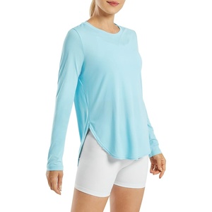 image:imageG4Free Lightbreeze Womens UPF 50 Long Sleeve Workout Tops Quick Dry UV Sun Shirt Running Gym Hiking Yoga Casual LightweightLight Blue