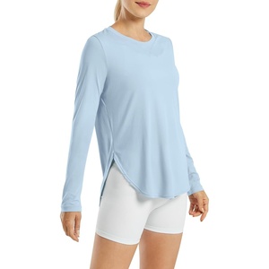image:imageG4Free Lightbreeze Womens UPF 50 Long Sleeve Workout Tops Quick Dry UV Sun Shirt Running Gym Hiking Yoga Casual LightweightLight Denim
