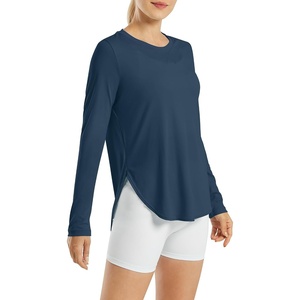 image:imageG4Free Lightbreeze Womens UPF 50 Long Sleeve Workout Tops Quick Dry UV Sun Shirt Running Gym Hiking Yoga Casual LightweightNavy