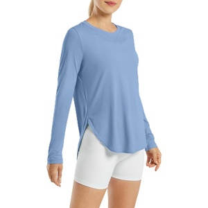image:imageG4Free Lightbreeze Womens UPF 50 Long Sleeve Workout Tops Quick Dry UV Sun Shirt Running Gym Hiking Yoga Casual LightweightSmog Blue