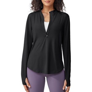 image:imageG4Free Lightbreeze Womens UPF 50 Sun Shirts Quick Dry  Lightweight Long Sleeve Workout Tops Half Zip Running Hiking YogaBlack