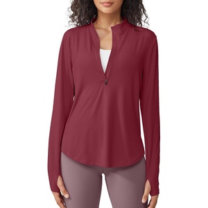 image:imageG4Free Lightbreeze Womens UPF 50 Sun Shirts Quick Dry  Lightweight Long Sleeve Workout Tops Half Zip Running Hiking YogaBurgundy