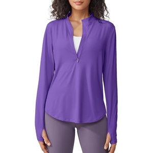 image:imageG4Free Lightbreeze Womens UPF 50 Sun Shirts Quick Dry  Lightweight Long Sleeve Workout Tops Half Zip Running Hiking YogaDark Purple