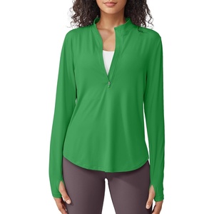 image:imageG4Free Lightbreeze Womens UPF 50 Sun Shirts Quick Dry  Lightweight Long Sleeve Workout Tops Half Zip Running Hiking YogaForest Green