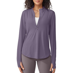 image:imageG4Free Lightbreeze Womens UPF 50 Sun Shirts Quick Dry  Lightweight Long Sleeve Workout Tops Half Zip Running Hiking YogaGray Purple