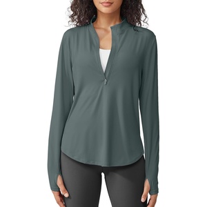 image:imageG4Free Lightbreeze Womens UPF 50 Sun Shirts Quick Dry  Lightweight Long Sleeve Workout Tops Half Zip Running Hiking YogaGrey Sage