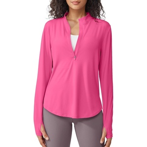 image:imageG4Free Lightbreeze Womens UPF 50 Sun Shirts Quick Dry  Lightweight Long Sleeve Workout Tops Half Zip Running Hiking YogaHot Pink