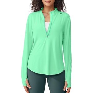 image:imageG4Free Lightbreeze Womens UPF 50 Sun Shirts Quick Dry  Lightweight Long Sleeve Workout Tops Half Zip Running Hiking YogaMint