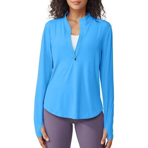 image:imageG4Free Lightbreeze Womens UPF 50 Sun Shirts Quick Dry  Lightweight Long Sleeve Workout Tops Half Zip Running Hiking YogaOcean Blue