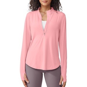 image:imageG4Free Lightbreeze Womens UPF 50 Sun Shirts Quick Dry  Lightweight Long Sleeve Workout Tops Half Zip Running Hiking YogaPink