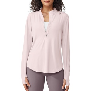 image:imageG4Free Lightbreeze Womens UPF 50 Sun Shirts Quick Dry  Lightweight Long Sleeve Workout Tops Half Zip Running Hiking YogaSmoky Blush