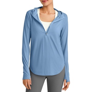 image:imageG4Free Skimetic UPF 50 Sun Hoodie Lightweight Women Long Sleeve Workout Tops Shirts Half Zip Quick Dry Running HikingDusty Blue
