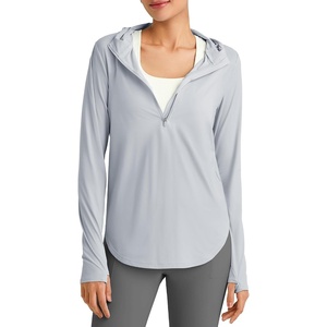 image:imageG4Free Skimetic UPF 50 Sun Hoodie Lightweight Women Long Sleeve Workout Tops Shirts Half Zip Quick Dry Running HikingGray