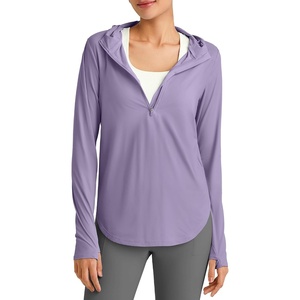 image:imageG4Free Skimetic UPF 50 Sun Hoodie Lightweight Women Long Sleeve Workout Tops Shirts Half Zip Quick Dry Running HikingGray Purple