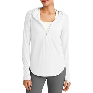image:imageG4Free Skimetic UPF 50 Sun Hoodie Lightweight Women Long Sleeve Workout Tops Shirts Half Zip Quick Dry Running HikingWhite