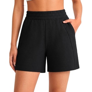 image:imageG4Free Waffle Knit Casual Shorts for Women 4  High Waisted Summer Soft Athletic Shorts with PocketsBlack