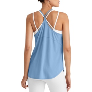 image:imageG4Free Workout Athletic Tank Tops for Women Racerback Lightweight Gym Pilates YBack Loose Fit Running Tanks TopDusty Blue