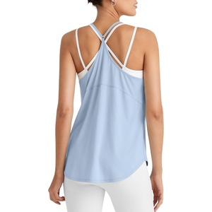 image:imageG4Free Workout Athletic Tank Tops for Women Racerback Lightweight Gym Pilates YBack Loose Fit Running Tanks TopLight Denim