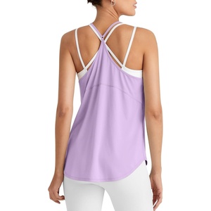 image:imageG4Free Workout Athletic Tank Tops for Women Racerback Lightweight Gym Pilates YBack Loose Fit Running Tanks TopLight Purple