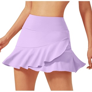 image:imageG4Free 1520 Tennis Skirts for Women Golf Skorts with Pockets High Waist Ruffle Athletic Skirt Inner ShortsLight Purple
