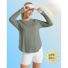 image:imageG4Free Lightbreeze Womens UPF 50 Long Sleeve Workout Tops Quick Dry UV Sun Shirt Running Gym Hiking Yoga Casual LightweightGray Olive