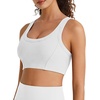 image:imageG4Free Ribbed Crewneck Sports Bras Padded for Women  Racerback Crop Tank Tops Workout Yoga Medium ImpactWhite