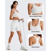 image:imageG4Free Ribbed Crewneck Sports Bras Padded for Women  Racerback Crop Tank Tops Workout Yoga Medium ImpactWhite