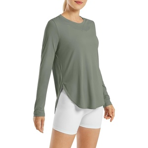 image:imageG4Free Lightbreeze Womens UPF 50 Long Sleeve Workout Tops Quick Dry UV Sun Shirt Running Gym Hiking Yoga Casual LightweightGray Olive