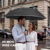 image:imageG4Free 46inch Ring Buckle Umbrella Inverted Design with Carabiner Handle Compact Travel Umbrella with Reflective Strip Automatic Windproof for RainBlack