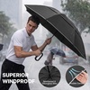 image:imageG4Free 46inch Ring Buckle Umbrella Inverted Design with Carabiner Handle Compact Travel Umbrella with Reflective Strip Automatic Windproof for RainBlack
